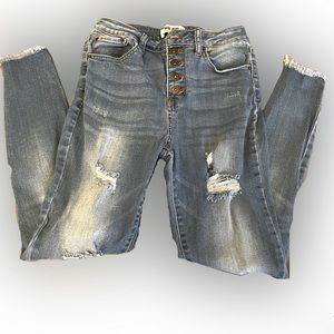 Skinny High Waist Ripped Jeans / Size 5/27